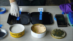 同一時間使用蜜蠟250的模具在差不多2秒后就掉落在桌面上，但使用常規(guī)蠟的模具還是牢牢地穩(wěn)固貼在模具上，附著力十分強，由此可見使用蜜蠟250的脫膜效果更勝一籌。